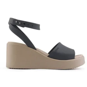 Brooklyn ankelrem-sandaler med kilehæl “Black Beige”