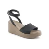 Brooklyn ankelrem-sandaler med kilehæl “Black Beige”