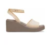 Brooklyn ankelrem-sandaler med kilehæl “Cream White Brown”
