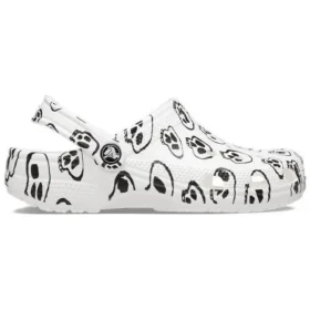 Classic Clog med dødningehoved-print “White Black”