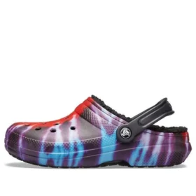 Classic Tie-Dye Stay Warm Cozy Crocs hjemmesko unisex lilla rød