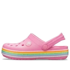 Crocband regnbue-glitter-Clogs “Pink”