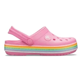 Crocband regnbue-glitter-Clogs “Pink”