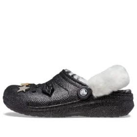 Disco Classic Lined Disco Glitter Clogs “Sort Hvid”