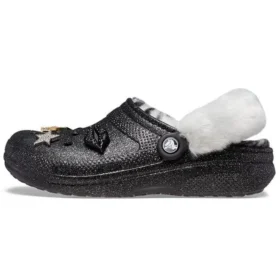Disco Classic Lined Disco Glitter Clogs “Sort Hvid”