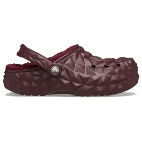 Geometriske Clogs med foring “Dark Cherry”
