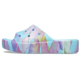 Klassisk platform-sandale med palmeprint “Blue Multi-Color”