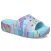 Klassisk platform-sandale med palmeprint “Blue Multi-Color”