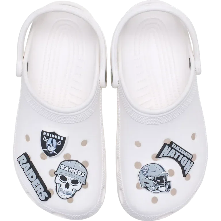 NFL Las Vegas Raiders 5-pak Jibbitz-sko-vedhæng NFL Las Vegas Raiders 5-pak Jibbitz-sko-vedhæng