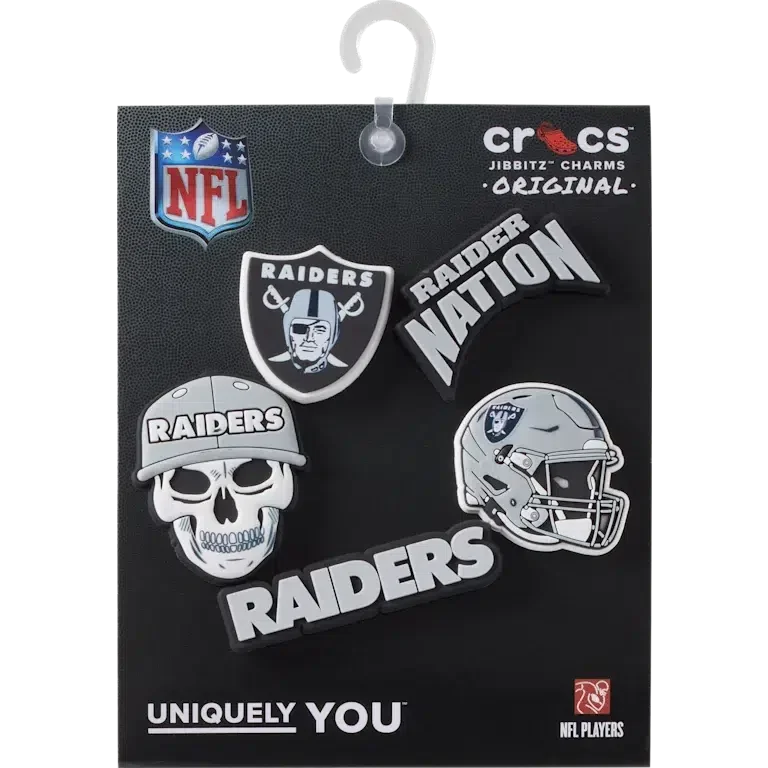 NFL Las Vegas Raiders 5-pak Jibbitz-sko-vedhæng NFL Las Vegas Raiders 5-pak Jibbitz-sko-vedhæng