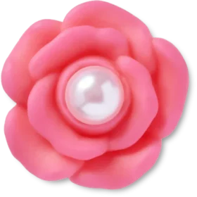 Pink blomst med perle i midten Jibbitz-vedhæng