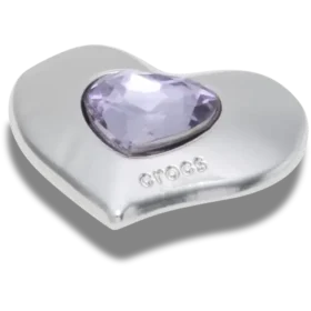 Sølv- og lilla Smt Gem Heart Jibbitz™-vedhæng
